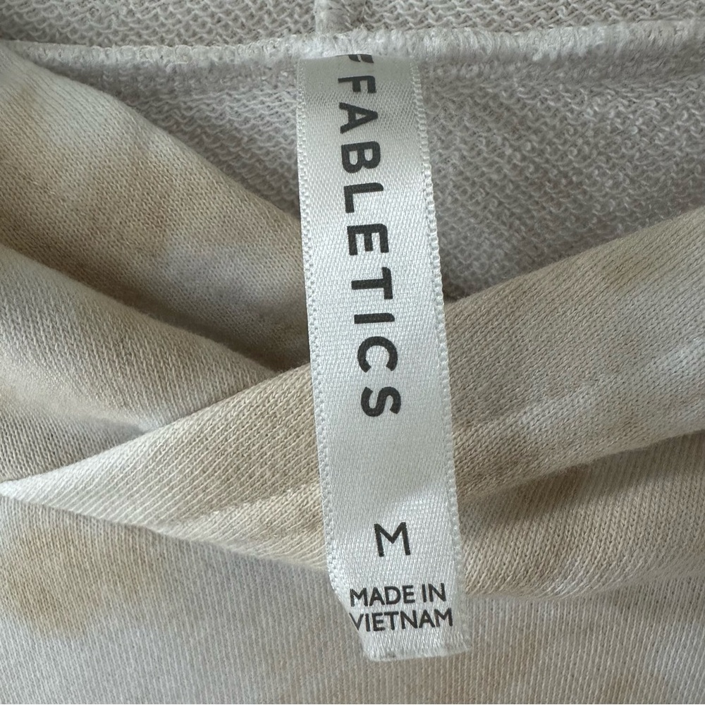 Fabletics Cream & Tan Eco Conscious Tie-Dye Pullover Boxy Cropped Hoodie, Size M - Picture 3 of 6